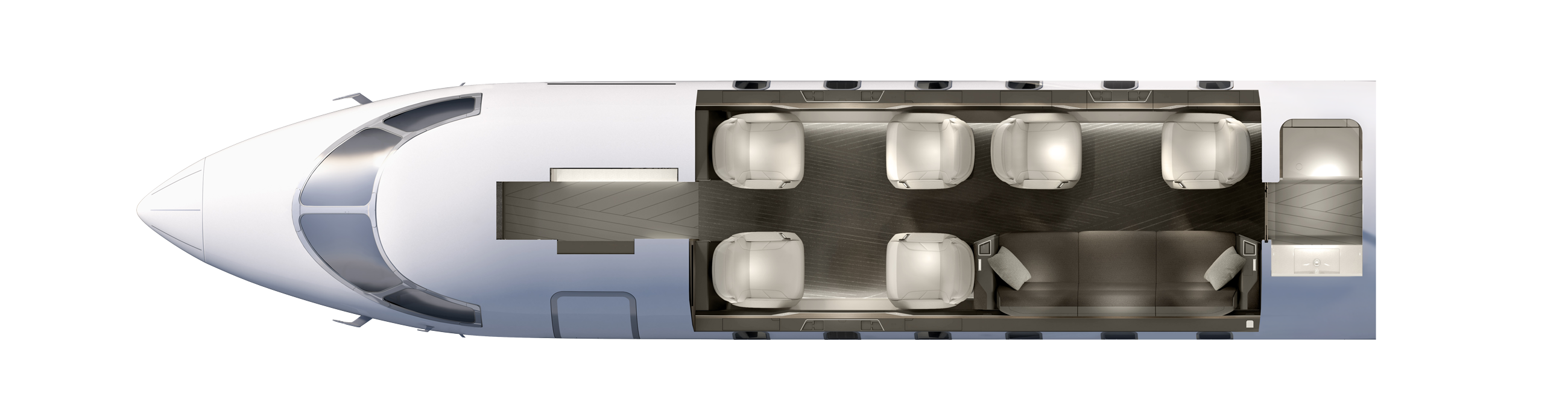 Bombardier Challenger 3500 top-down floor plan
