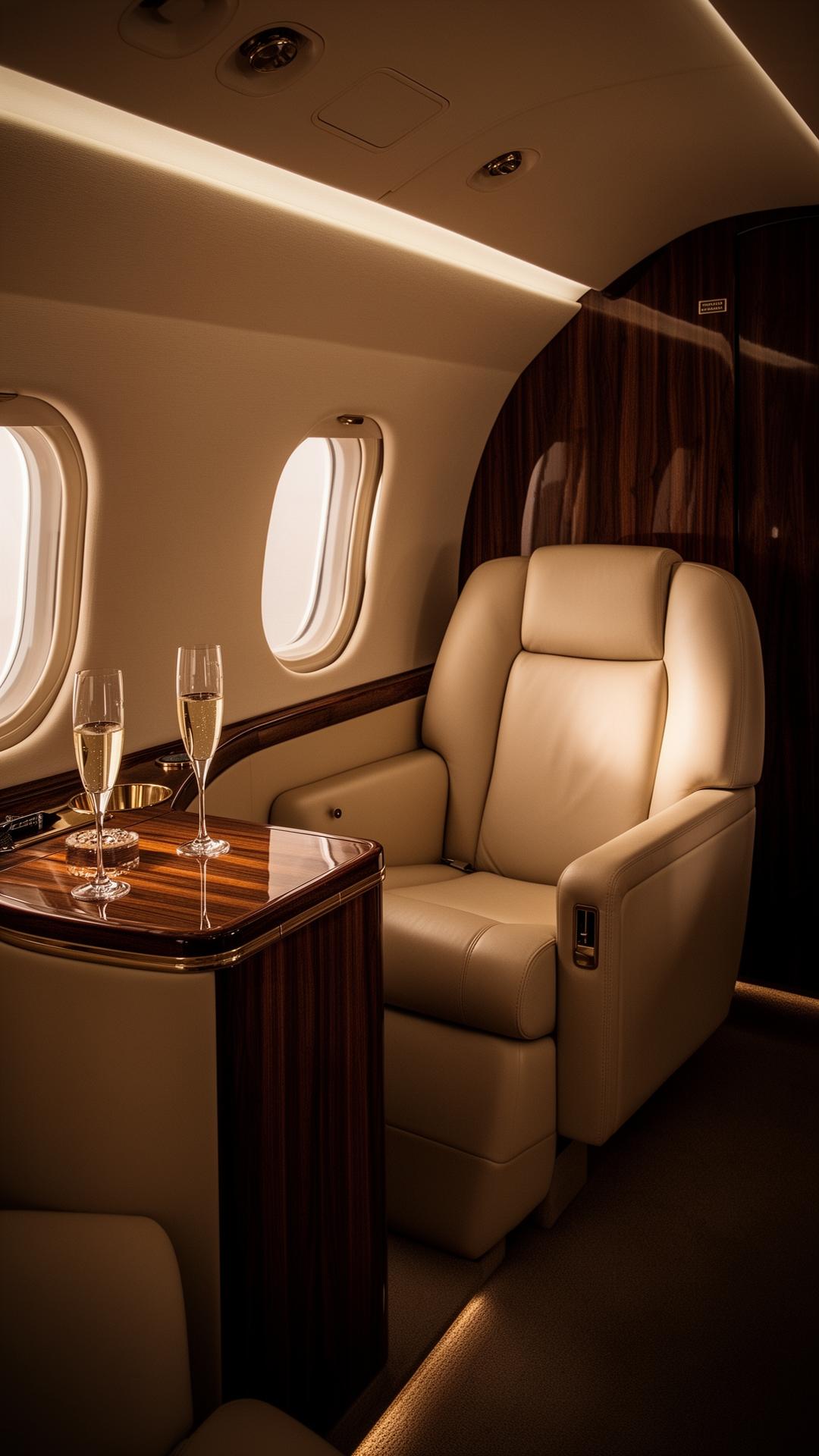 Interior cabină jet privat